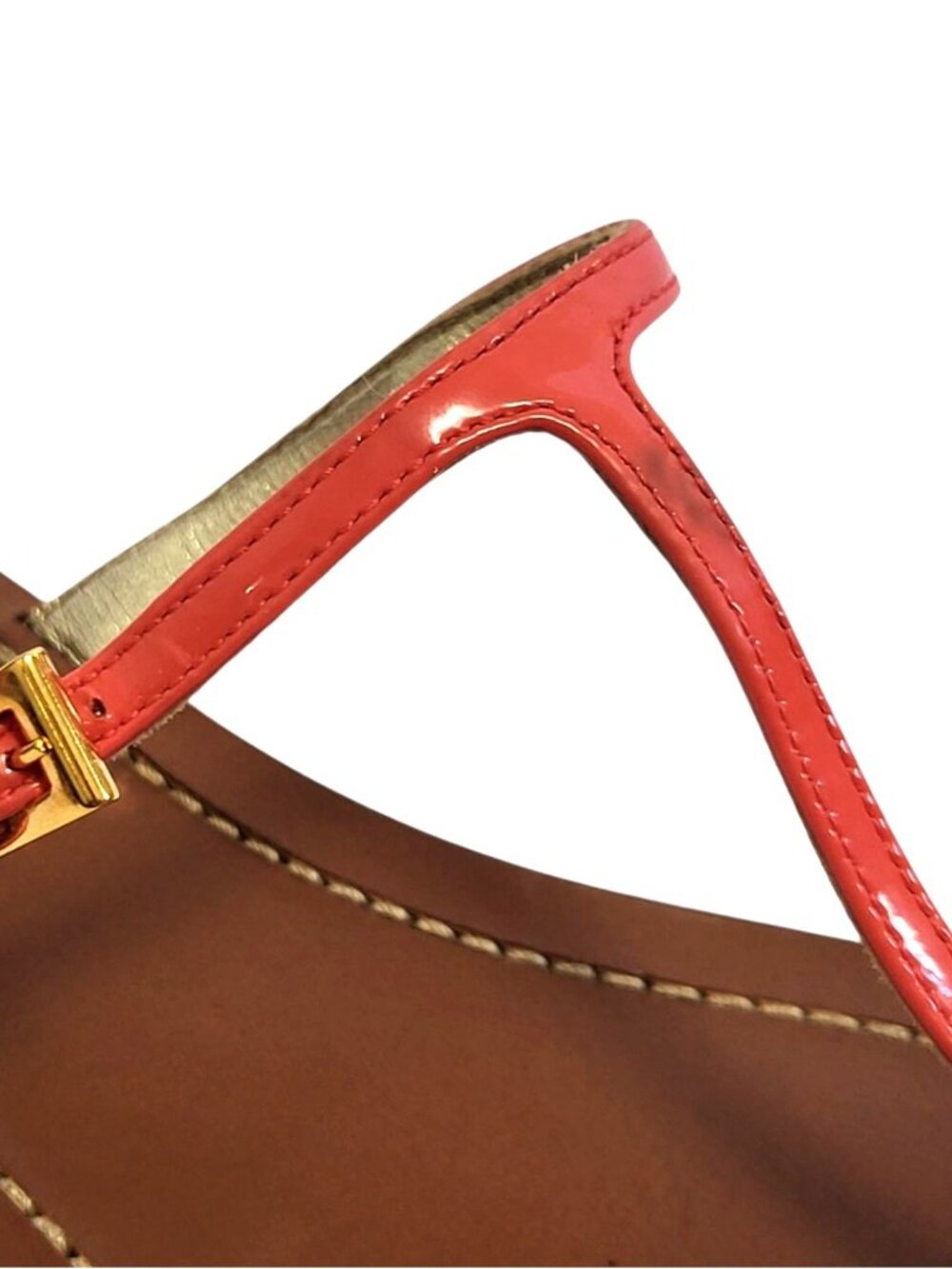 Prada T-Strap Sandal Coral Pink Patent Leather Flats COA - Picture 11 of 16